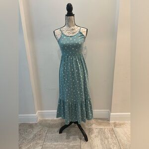 Cat & Jack Ocean Green Heart Print Dress - Size L (10/12) NWT